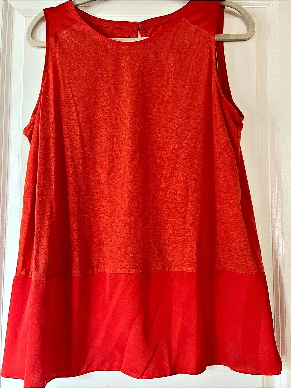 Chico's Knit Woven/Layering Tank Linen Blend in Garbaldi Orange  NWT